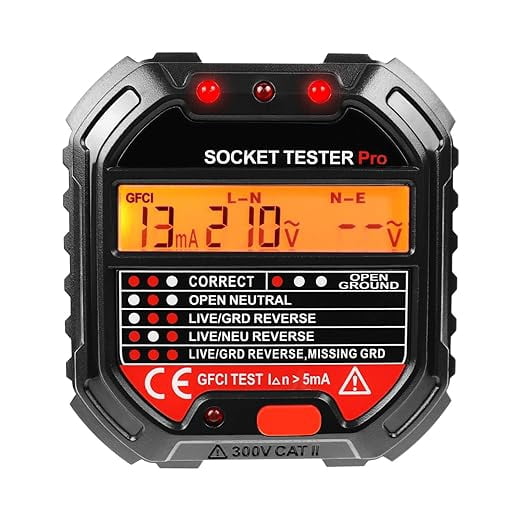 DURFICST GFCI Outlet Tester With 1.7" LCD Display – 120V Receptacle Tester, Detects Wiring Faults