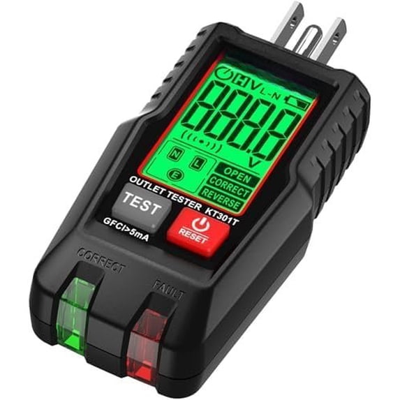 GFCI Outlet Tester with LCD Display, 3-Prong Receptacle Wiring Detector ...