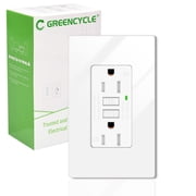 GFCI Plugs Greencycle 15amp Weather Resistant GFCI Outlet, Tamper Resistant GFI Receptacle with LED Indicator, Decor Wall Plate and Screws Included, ETL Certified, White