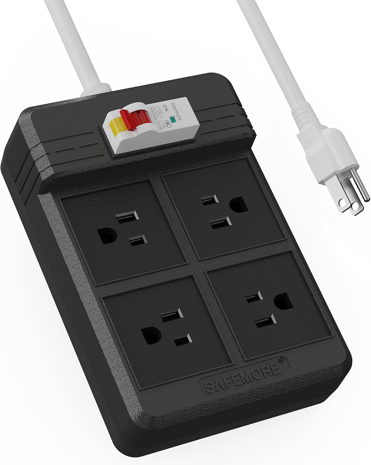 GFCI Power Strip with 4 Gang Sockets, 30mA RCBO with 15A Grounded 3