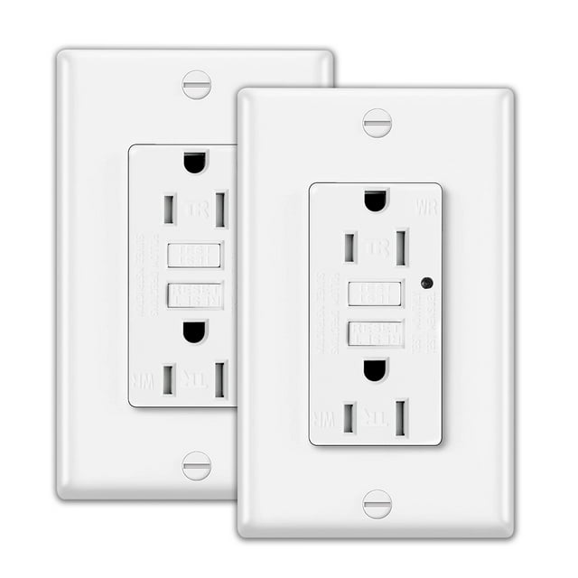 GFCI Receptacle with LED Indicator (2Pack) Tamper Resistant, Weather