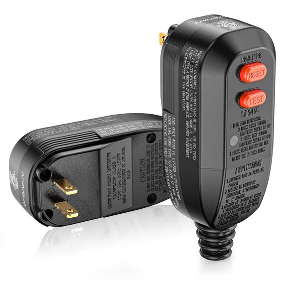 GFCI Replacement Plug Assembly Auto Reset 15 Amp 2 Prongs, 5 Years Warranty, Ground Fault Circuit Interrupter Safety Plug for Pressure Washer, Hot Tub, Air Conditioner, Hair Dryer