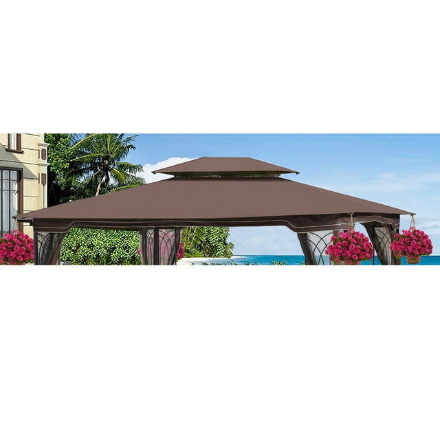 GFCIJMBD 10x10 Ft Patio Double Roof Gazebo Replacement Canopy Top ...