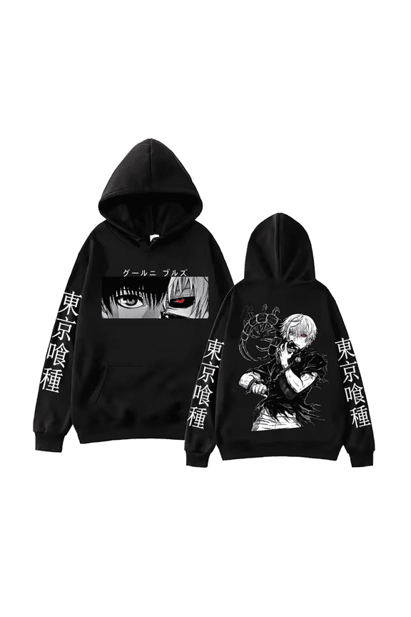 Anime Tokyo Ghoul Clothing Ken Kaneki Graphic Print Long Sleeve Pullover Sweatshirt Ken Kaneki Ghoul Hoodie