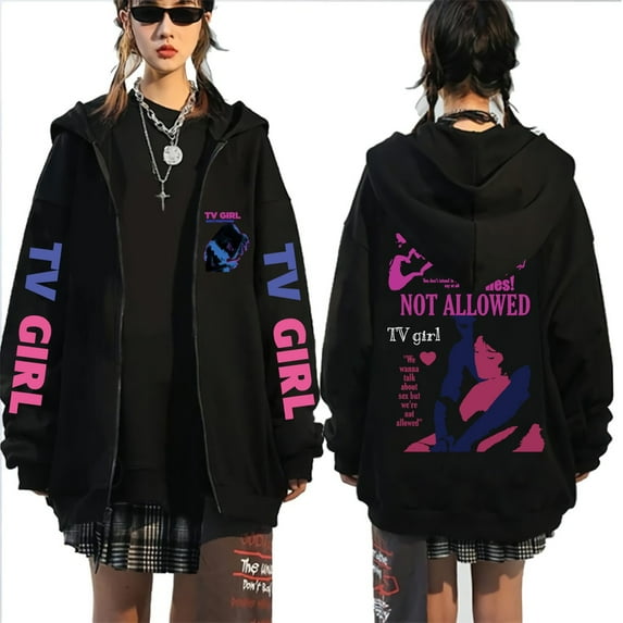 GFGSZTAFB Tv Girl Lovers Rock Song 3D Print Zip Up Hoodie Unisex Fashion Vintage Sweatshirt