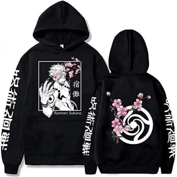 GFGSZTAFB Unisex Jujutsu Kaisen Anime Hoodie Long Sleeves Gojo Satoru Print Sweatshirt Pullover