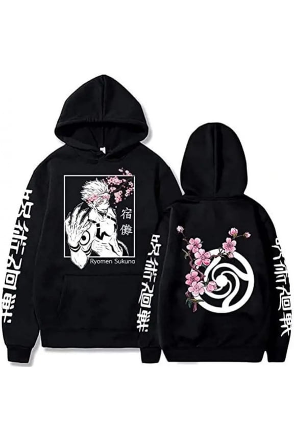 GFGSZTAFB Unisex Jujutsu Kaisen Anime Hoodie Long Sleeves Gojo Satoru Print Sweatshirt Pullover