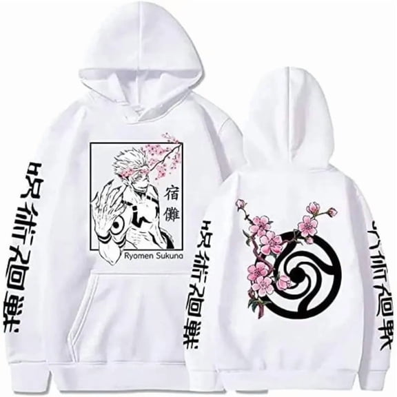 GFGSZTAFB Unisex Jujutsu Kaisen Anime Hoodie Long Sleeves Gojo Satoru Print Sweatshirt Pullover