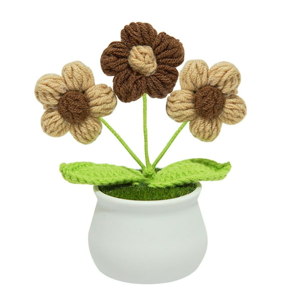 GFHFHITJ 1Pcs Knitted Fake Sunflower Daisy Artificial Flowers for Decoration, Wool with Stems White bulks ​Bouquet, for Festival Party Table CenterPIECESS Gift ,Mother's Day Gifts