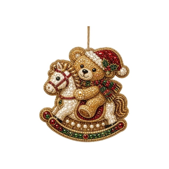 GFHFHITJ 2026 Christmas Diamond Art Painting Decor, Christmas Pearl Art Kits for Beginner Adults, Christmas Handmade Festival Water Wall and Window Decoration(Teddy bear)