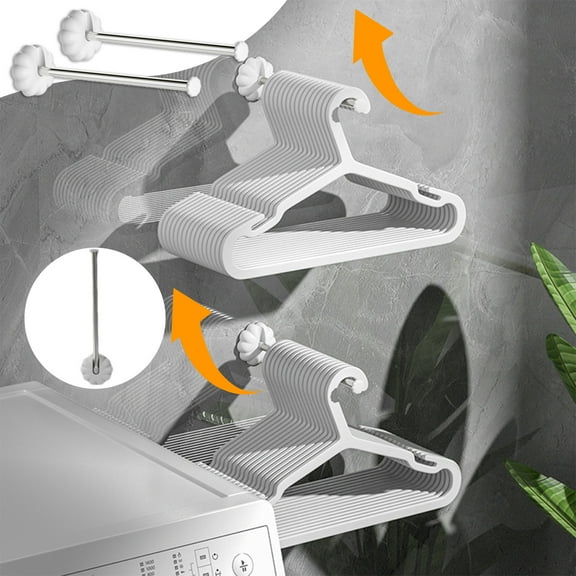 GFHFHITJ 2pc Clothes Hangers Plastic Hanger for Storage Balcony Bathroom Sorting Non Punching Wall Hanging Telescopic Hook Clothes Hanger Storage Rack Get 50% off