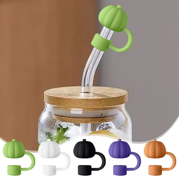 GFHFHITJ 2pc Pumpkin Straw Cover Dirt Cap Decoration Personalized Pumpkin Shape Decoration Straw Cup