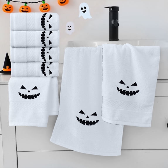 GFHFHITJ 3-Piece Halloween Towels, Embroidered Cotton Bath Towels, 2.43 FT Soft and Absorbent Hand Towels Suitable for Household Daily Use