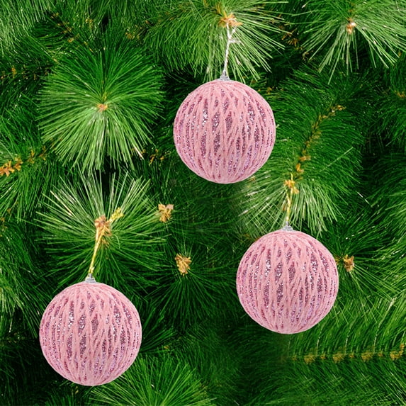 GFHFHITJ 3Pcs Velvet Christmas Balls,Christmas Tree Ornaments Velvet Balls - Pack Of 3Pcs Shatterproof Xmas Bulbs Decorations Set - Multicolor Green Brown Neutrals(B&B,8Cm,3.14")