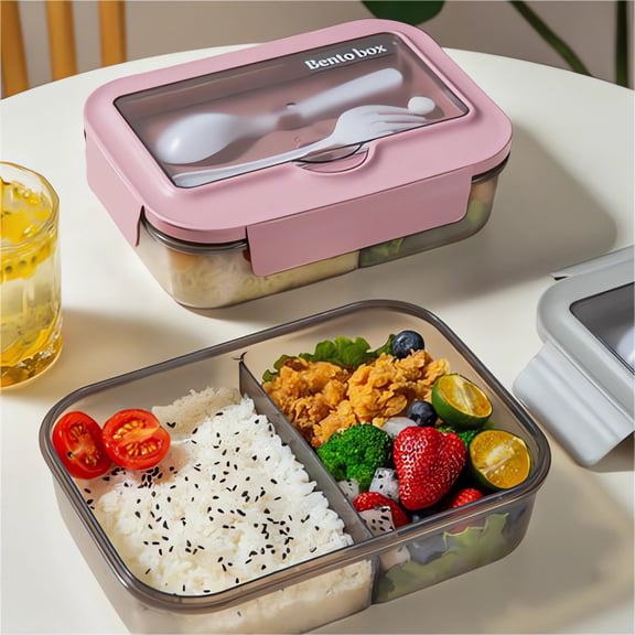 GFHFHITJ Adults Bento Box Set, 34oz Stackable Leak-proof Bento Lunch Box with Utensil Microwave & Dishwasher Safe Food Container for Work Camping(Pink)