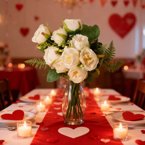 GFHFHITJ Artificial Roses Flowers for Valentine's Day, Fake Silk Rose Bouquet with Long Stems Real Touch Silk Rose for for Home Wedding Party Decoration