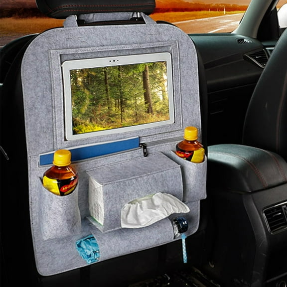 GFHFHITJ Backseat Car Organizer, Car Organizer with Tablet Holder, 6 Storage Pockets Seat Back Protectors for Aults Kids, Travel Car Accessories(Gray) Up to 50% off