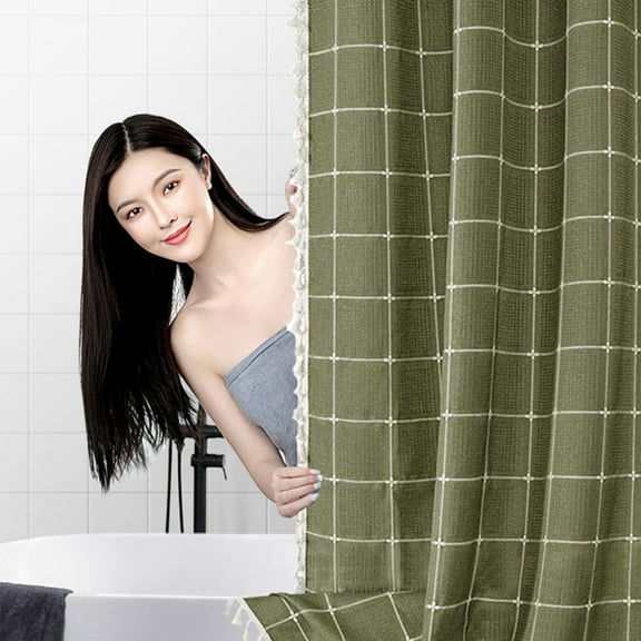 GFHFHITJ Bohemian Farmside Shower Curtain,Linen Heavy Duty Striped Fabric Shower Curtain Set with Tassel,Water Repellent,Bohemian Vintage Countries Cloth Shower