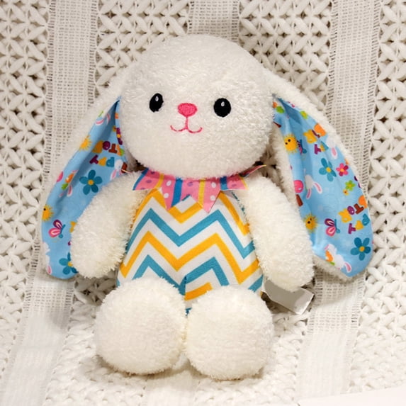 GFHFHITJ Bunny Stuffed Animal Easter Striped Rabbits Plushes Toy Girl Sleeping In Bed Pillow Cloth Doll Holiday Gift Easter Eggs Pillow Sofa Backrest