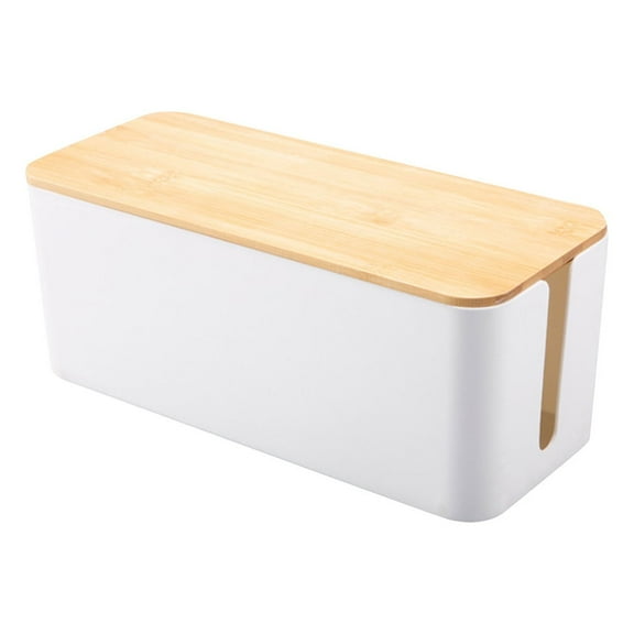 GFHFHITJ Cable Management Box ，12X5X4.5 Inches, Wood Lid, Cord Organizer for Desk Tv Computer Usb Hub System To Cover And Hide & Power Strips & Cords
