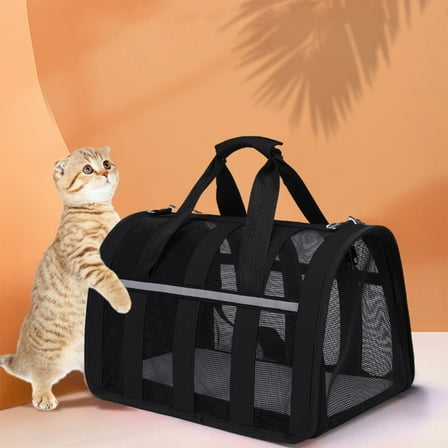 GFHFHITJ Cats Carriers Dog Carrier Pet for Small Medium Catss Dogs Puppies Up To 15 Lbs, Airline Approved Soft Sided, Collapsible Travel Puppy - Black