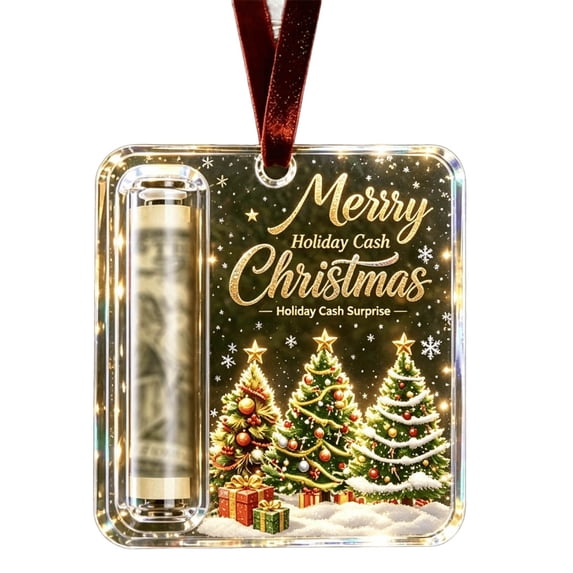 GFHFHITJ Christmas Cash Gift Holder Ornament, Acrylic Money Holder Christmas Tree Hanging Decor, Unique Christmas Decorations for Family Gift