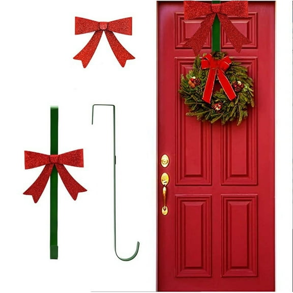 GFHFHITJ Christmas Wreath Hanger for Front Door,Front Door Wreath Hanger From 15 To 25 Inches Wreath Hanger,20 Lb Larger Door Upgrade Wreath Hanger Christmas Wreaths Decorations Hook (Black)