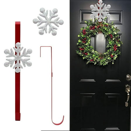 GFHFHITJ Christmas Wreath Hanger for Front Door,Front Door Wreath Hanger From 15 To 25 Inches Wreath Hanger,20 Lb Larger Door Upgrade Wreath Hanger Christmas Wreaths Decorations Hook (Black)