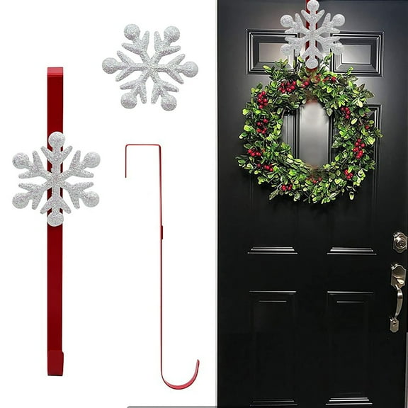 GFHFHITJ Christmas Wreath Hanger for Front Door,Front Door Wreath Hanger From 15 To 25 Inches Wreath Hanger,20 Lb Larger Door Upgrade Wreath Hanger Christmas Wreaths Decorations Hook (Black)