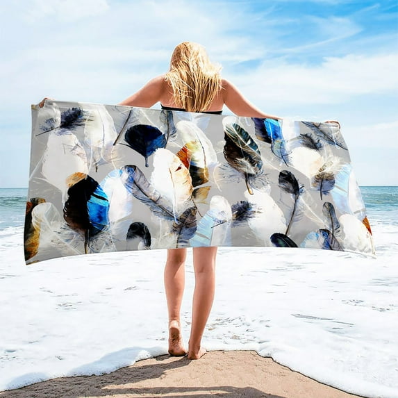 GFHFHITJ Colorful Racing Striped Beach & Pool Towel - Large Cotton Towel - Soft & Absorbant - Assorted Colors - 32” X 62” - 4 Pack