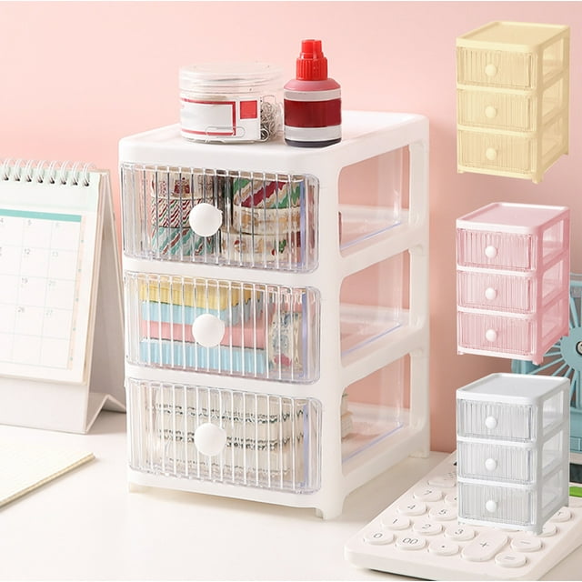 GFHFHITJ Desk Organizer with 4 Drawers, Makeup Organizer, Plastic Sundries Storage, Vanity Organizer, Cosmetic Desk Storage Box, Bathroom Counter Or Dresser