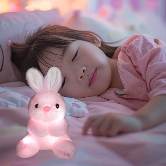 GFHFHITJ Easter Bunny Stuffed Animal, Lighted Up Rabbit Plush Toy Soft Glowing Rabbit Night Light Easter Gifts for Kids, Girls, Boys