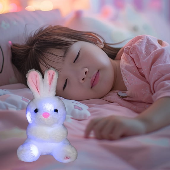 GFHFHITJ Easter Bunny Stuffed Animal, Lighted Up Rabbit Plush Toy Soft Glowing Rabbit Night Light Easter Gifts for Kids, Girls, Boys