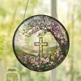 thumbnail image 1 of GFHFHITJ Easter Decorations Flower Suncatcher Faux Stained Glass Window Hanging Christ Wall Art Religious Bible Verse Gift, 1 of 6
