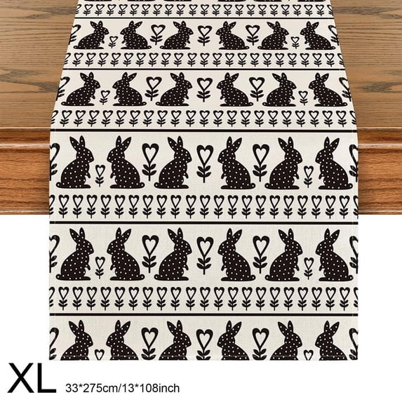 GFHFHITJ Easter Table Runner Rabbits Bunny Happy Easter Table Runner for Indoor Outdoor Home Party Decor Spring Summer Holiday Kitchen Dining Table Decoration