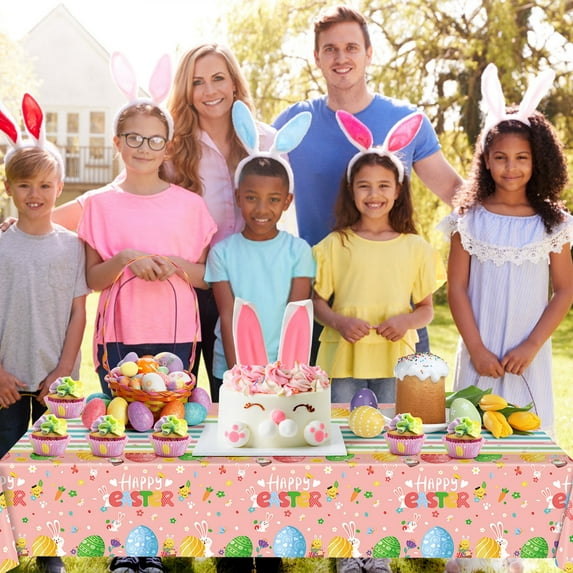 GFHFHITJ Easter Tablecloth 108×54 Inches Spring Waterproof Rectangular Tablecloth Suitable for Dining Table Decoration and Party Supplies