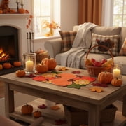GFHFHITJ Fall Pumpkin Table Runner, Embroidered Hollow Cut Table Mat, 16.93 or 33.46 Inch Thanksgiving Fall Home Decorations for Kitchen Dining Hall