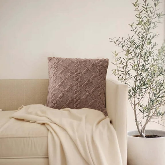 GFHFHITJ Faux Fur Plush Throw Pillow Covers 18X18 - Luxury Soft Fluffy Striped Decorative Pillow Covers for Sofa, Couch, Living Room