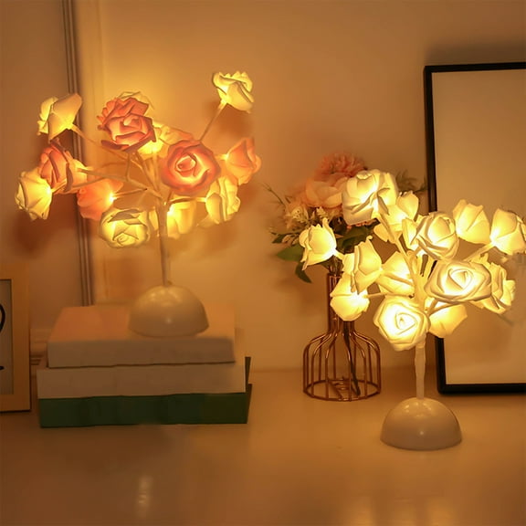 GFHFHITJ Faux Rose Flower Tree Lamp, 16 Heads LED Rose Table Lamp, Desktop Decoration Night Light Ornaments For Home Wedding Party Decoration, Batteries Not Included