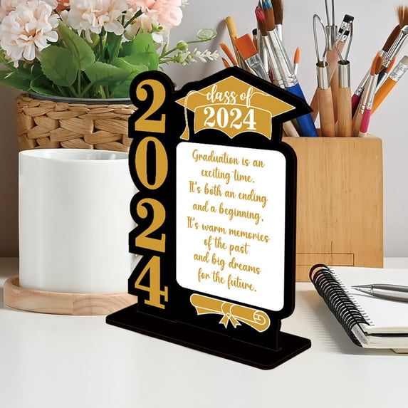 GFHFHITJ Graduation Decorations Class Of 2024,2024 Graduation Season Photo Frame Setup Wooden Combination Graduation Season Student Message Bracket Desktop Ornaments