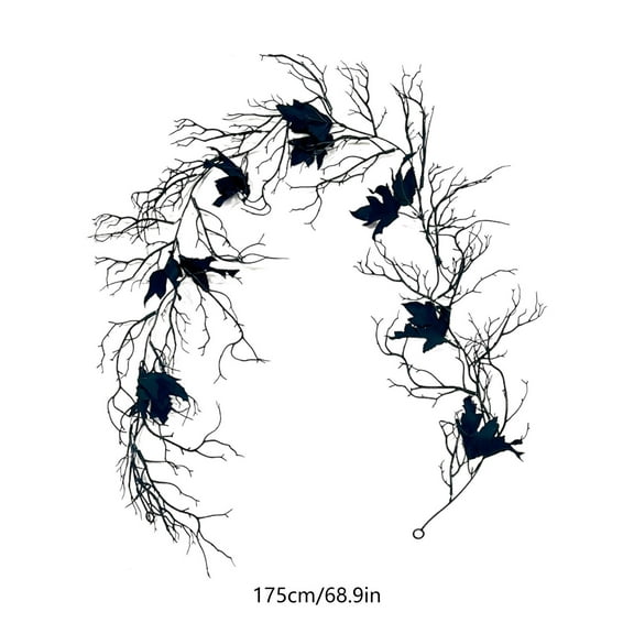 GFHFHITJ Halloween Garland, Halloween Dead Branch Rattan, Simulation Black Maple Leaf Tree Branch Artificial Maple Leaves Indoor Holiday Decoration for Home Party Decor