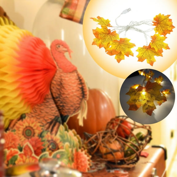GFHFHITJ Maple Leaf String Lights Thanksgiving Decorations, Fall Garland Lights String with Incandescent bulbs for Connectable Sets Display Indoor Outdoor Fall Decor Halloween Decorations