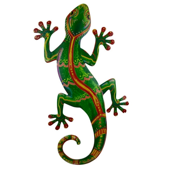 GFHFHITJ Metal Gecko Wall Decor Lizard Garden Art Color Hanging Glass Sculpture for Indoor Outdoor Patio Fence