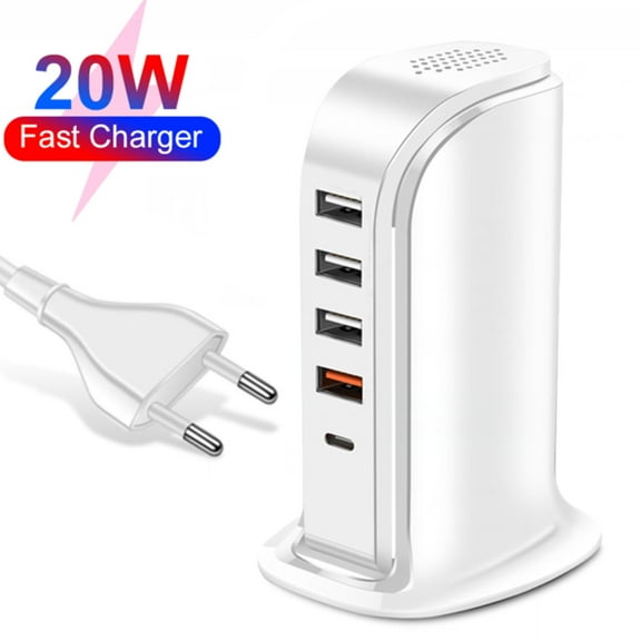 GFHFHITJ Multi-Function 4 Usb+Pd Port Desktop Charger Rapid-Charging Station Power Adapter Cable Cord