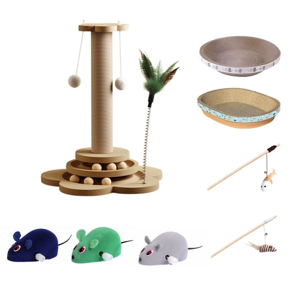 GFHFHITJ Oval Shape Cat Scratcher Cardboard Bed, Corrugated Scratch Pad with Box, Cat Scratching Lounges Bed, Circle Cat Scratcher, Modern Cat Scratcher, Cute Round Cat Scratcher Bowl