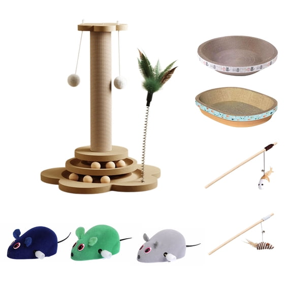 GFHFHITJ Oval Shape Cat Scratcher Cardboard Bed, Corrugated Scratch Pad with Box, Cat Scratching Lounges Bed, Circle Cat Scratcher, Modern Cat Scratcher, Cute Round Cat Scratcher Bowl