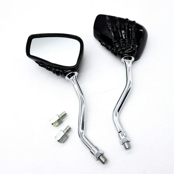 GFHFHITJ Pairs of Distinctive Skull Skeleton Hand 8Mm 10Mm Rearview Side Mirror for Motorcycle Scooter Moped Bike Standard Bike (Black)