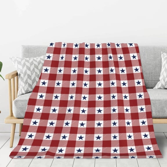 GFHFHITJ Patriotic Throw Blanket, 39×27" 4th of July Stars & Stripes Fuzzy Throw Blanket for Sofa Couch Bedroom Holiday Decor, Independence Day Blanket Gifts