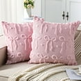 thumbnail image 1 of GFHFHITJ Pink Bow Pillow Covers, 18×18in Velvet Throw Pillow Cover for Valentines Decor Soft Plush Coquette Pillow Cover for Bed Sofa Couch, 1 of 6