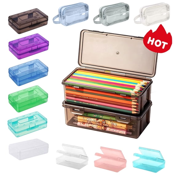 GFHFHITJ Plastic Pencil Box Large Capacity Pencil Boxes Clear Boxes with Snap-Tight Lid Stackable Design And Stylish Office Supplies Storage Organizer Box